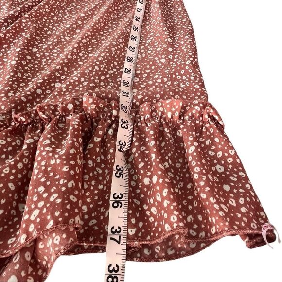 Rust Red Printed Ruffle Mini Dress - Size M - Picture 7 of 11